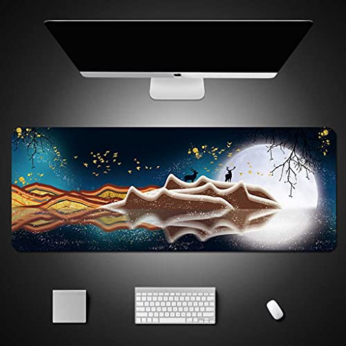 Tapis de souris gaming XXL 1000x500 mm avec vue de pleine lune abstraite pour bureau gamer PC