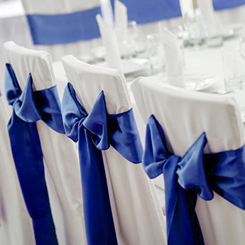 Nichemigo 4 Inch X 24 Yard Royal Blue Satin Ribbon Single Face Solid Color Fabric Ribbons For Chair Sash Cutting Ceremony Gift Wrapping Craft Diy Sewing Car Bows Dining Tables #TOP4