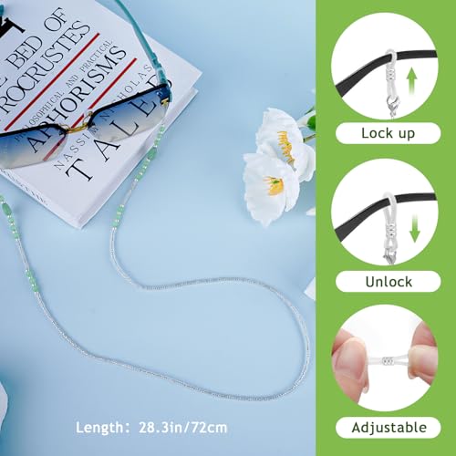 Image of BILIONE Heart Acrylic Beaded Eyeglass Chains for Women and Men, Eye Glasses Strap Around Neck