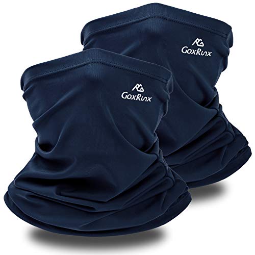 Neck Gaiter Summer Sun UV Protection Face Cover Women Men Cooling Neck Scarf Anti Dust Windproof Bandana for Hiking Cycling Fishing (Navy, 2)