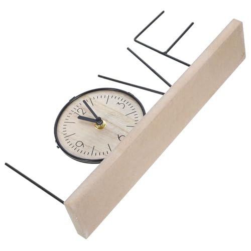 Reloj de mesa de hierro forjado y base de madera estilo industrial 2