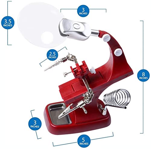 Helping Hand Magnifier Soldering Station With 2 Led Multi-Functional Welding Magnifier With Clamp And Alligator Clips For Soldering, Assembly, Repair And Crafts #TOP4