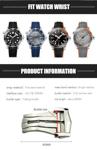 MSLRYGM Deployment Watch Buckle Folding Clasp 16mm 18mm 20mm for Leather Strap Rubber Band 316L Steel Black Silver Accessories4