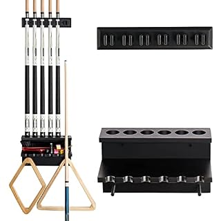 EXTCCT porte-queue mural en bois dur pour 6 queues, noir