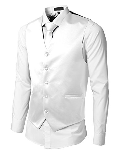 LE3NO Mens Tailored Button Down Vest with Stretch