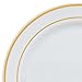 Select Settings [50 COUNT] (10.25 Inch) Gold Rim Disposable Plastic Dinner Plates