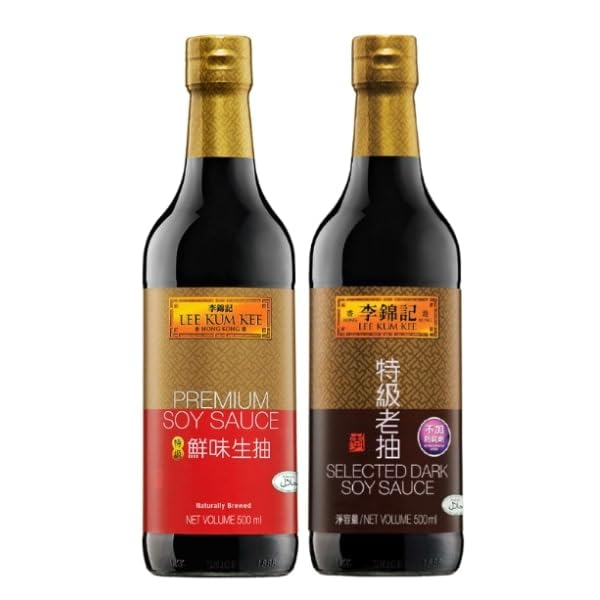 Lee Kum Kee Premium Vegan Light & Dark Soy Sauce Twin Pack, (2 x 500 ml)