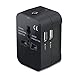 ELECLOVER Universal All in One Worldwide Travel Power Plug Wall AC Adapter Charger with Dual USB Charging Ports for USA EU Uk AUS, 2-year Warranty