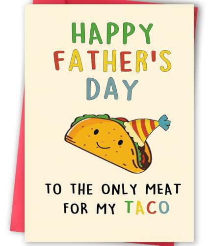 BENNLOOS Lovely Taco Fathers Day Card for Dad Funny Fathers Day Gift for Husband from Wife Romantic Fathers Day Card Happy Fathers Day Decorations