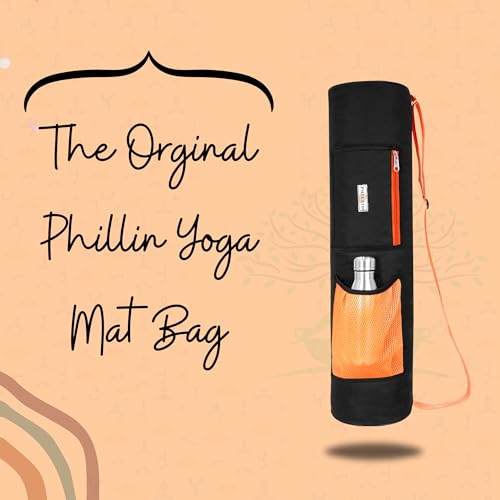 Image of Yoga Mat Cover Bag with Adjustable Shoulder Strap and Zipper Closure Waterproof Carry Bags fit up to 4mm to 8 mm Mats for Women and Men (Orange)