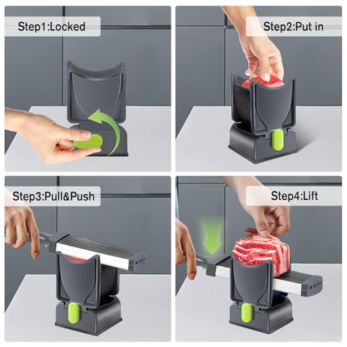 JUANWAN Fresh Meat Slicer Cleaver Kitchen Knife Set or Meat Slicing Shredding Thickness Adjustable Manual Fresh Meat Cutter Food Slicer for Beef Pork Mutton Home Cooking and BBQ Meat Cleavers