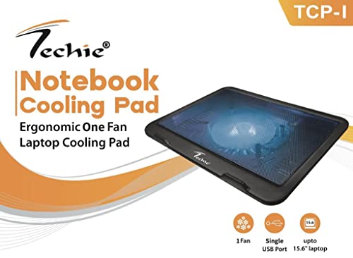 Image of Techie 2 Fan Laptop Cooling Pad with Mobile Stand for Upto 15.6 Inch Laptops with 5 Adjustable Levels. (1 Fan)