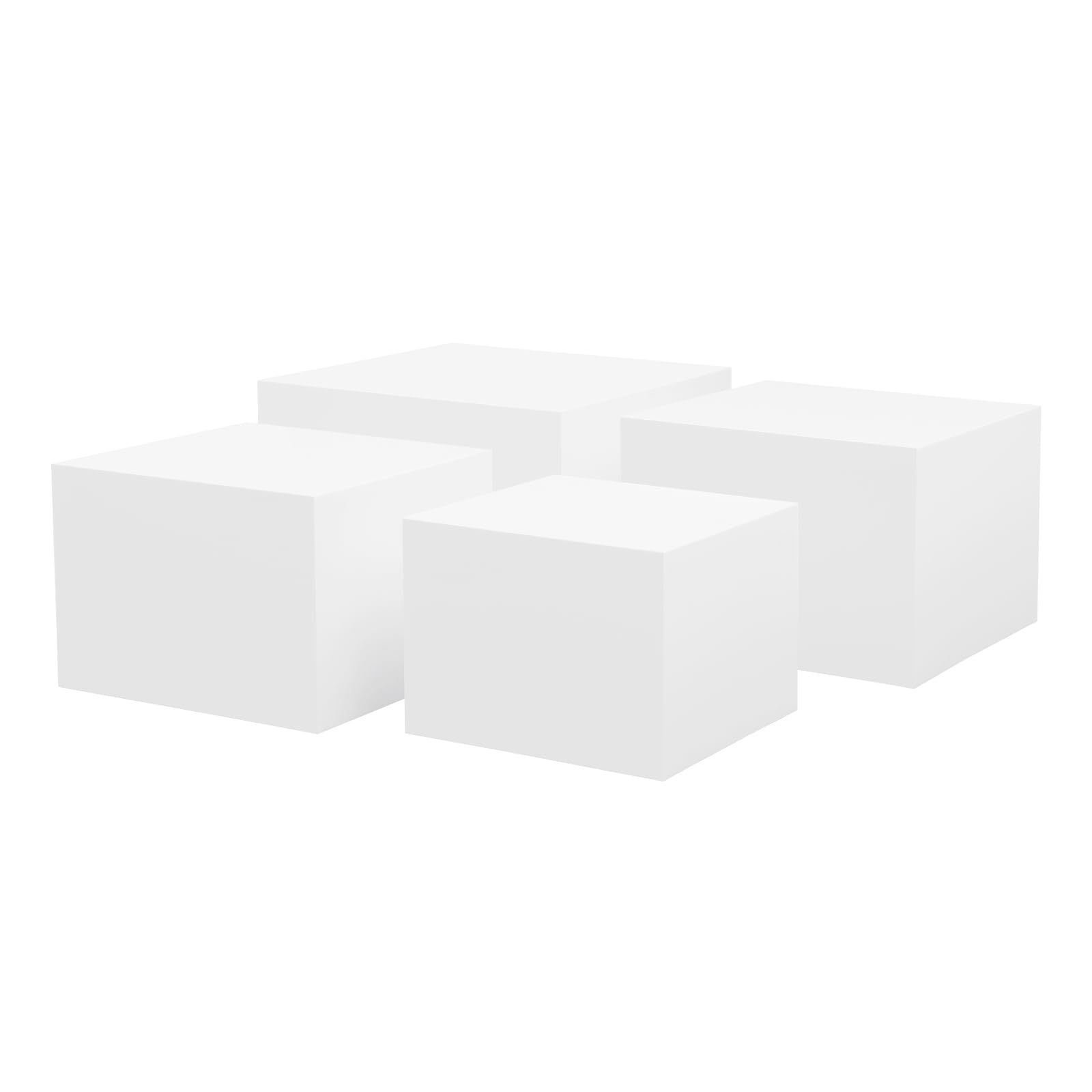 Juego de 4 soportes para tartas de acrílico blanco, cuadrados, en 4 tamaños (8, 9, 10, 12 pulgadas), soporte apilable para cupcakes, para bodas, cumpleaños, fiestas, panaderías, etc