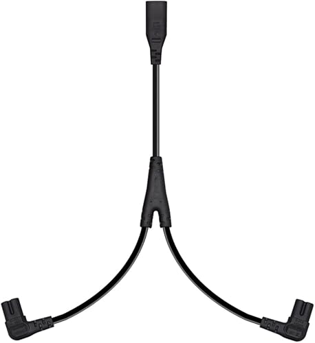 Miniatura 2 de Cable de alimentación IEC 320 C8 a C7 dual figura 8 macho a doble ángulo recto hembra adaptador 1 en 2 salidas CA, cable de alimentación IEC 320 C8