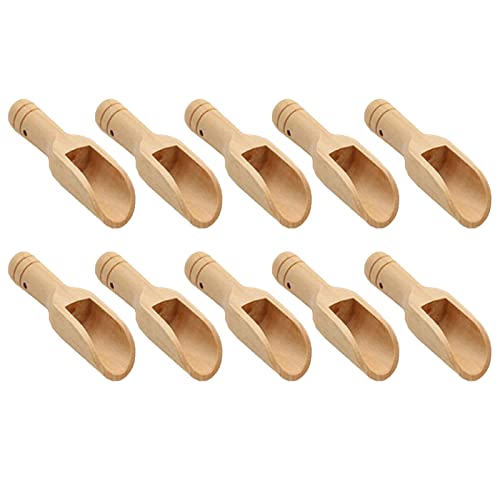 10 Piezas Cuchara de Madera Pequeña, Cuchara de Sal Mini, Cuchara de té de Madera, Aplicar para Leche en Polvo,Café, Especias,Té,Dulces,Harina(Marrón) Cover