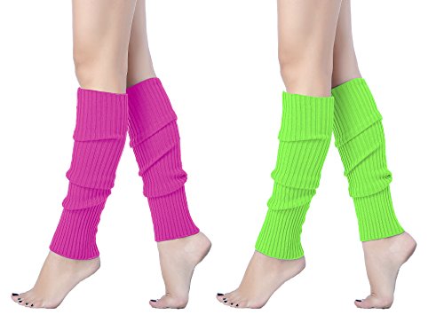 Image of v28 Neon Leg Warmers Set for women Headband Sweatbands Wristbands 80s 90s Pink Running Fanny 80's Plus Size Costumes Pack