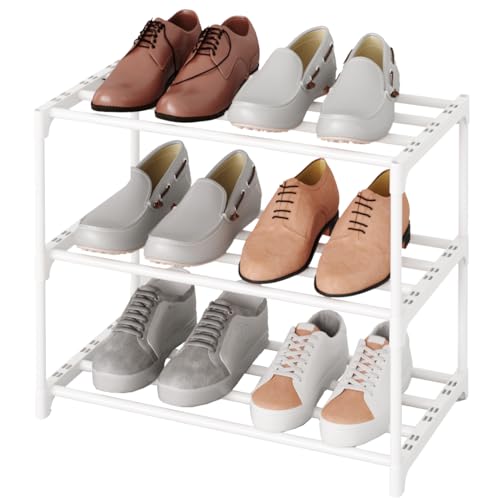 Catálogo de Zapateras para niñas los 10 mejores. 44 TAUEHR - Estante pequeño apilable para zapatos, soporte estrecho para niños, estante de almacenamiento de zapatos de metal para 6 a 8 pares de zapatos, entrada y pasillo de...