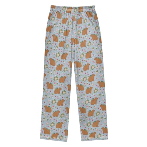 ALAZA Capybara Floral Strawberry Pajama Lounge Pants Long Sleep Pajama Bottoms with Pockets2