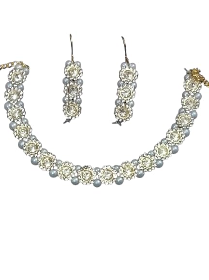Multicoloured Artificial Jewellery Set with Pearl Necklace, Earrings (Golden And White) (B0DGZ3HRSF) Amazon Price History, Amazon Price Tracker