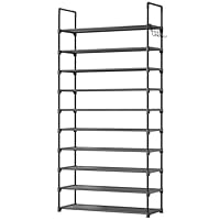 Kitsure Shoe Rack for Closet - 10-Tier Shoe Organizer with Hook Rack, Large-Capacity & Space-Saving Shoe Shelf for Entryway, Bedroom, Living Room,32.2\" x 11.8\" x 68.5\", Black
