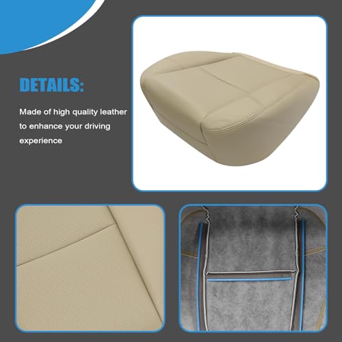 Priprilod Tan Leather Perforated Driver and Passenger Bottom and Top Lean Back Replacement Seat Cover Fit for Chevy Tahoe Suburban GMC Yukon XL 2007-2014 Fit for Cadillac Escalade 2009-2014 by Priprilod - Image 2