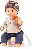Götz 2154116 Sleepy Aquini Junge - 33 cm große Badepuppe mit braunen Schlafaugen, ohne Haare in 7-teiligem Set - Babypuppe ab 18 Monaten