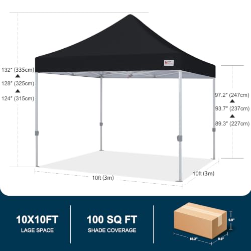 Image of MASTERCANOPY 10x10 Heavy Duty Pop Up Canopy Tent with Roller Bag(Black)