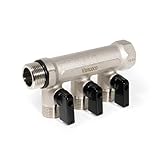 Vancoco Sanitario Collettore di Distribuzione di Ritorno 3 Vie MF 3/4''*1/2'' in Ottone co...