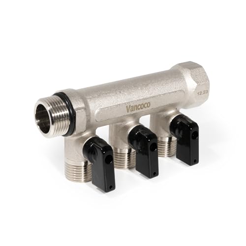 Vancoco Collecteurs Laiton Sanitaire Plomberie avec mini-vannes intégrées MF 20x27 3 départs à...