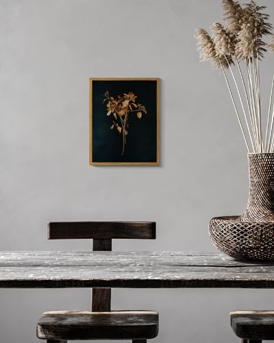 Image of ARPEOTCY Vintage Framed Botanical Wall Art, Bedroom Bathroom Dark Floral Pictures Art Decor, Canvas Print Retro Paintings, Home Rustic Farmhouse Neutral Moody Decor, 8x10 Inch