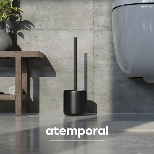 Miniatura 5 de Savega Escobilla Wc Silicona Negra Con Soporte De Acero Y Tapa Cepillo Inodoro Moderno Para Baño