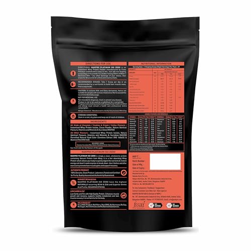 Image of NAKPRO PLATINUM ISO ZERO 100% Whey Protein Isolate|Low Carbs|Added Vitamins & Minerals|Easy Mixing, Easy Digesting Whey Protein Supplement Powder|1 Kilogram Chocolate Flavour, 1 Count, 29 Servings