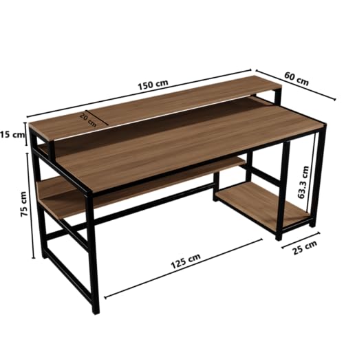Image of Riyan Luxiwood Trio Computer Table in Engineering Wood for Home & Office, Simple Style Desk, Scratch Resistance Surface. (Large, Beige)
