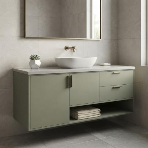 Image of WISDOM Khaki Green Matte Self Adhesive Wallpaper for Furniture & Cabinets Waterproof, Oil Resistant, Easy to Clean Peel and Stick Kitchen Cabinet, Wardrobe & Home Decor Renovation (20x48 in)