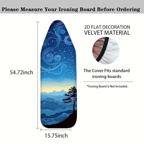 Image of Nuxovilar Starry Sky Mountain Ironing Board Cover 15x54 Polyester | Iron Pad Scorch Guard laundry helper protective board shield home laundry room craft studio (Starry Sky)