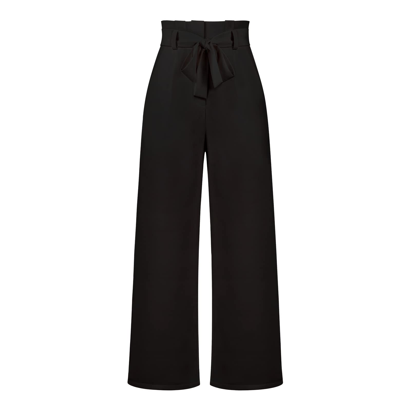 RanRui High-Waisted Wide-Leg Pants with Pockets Womens Belted Casual Trousers