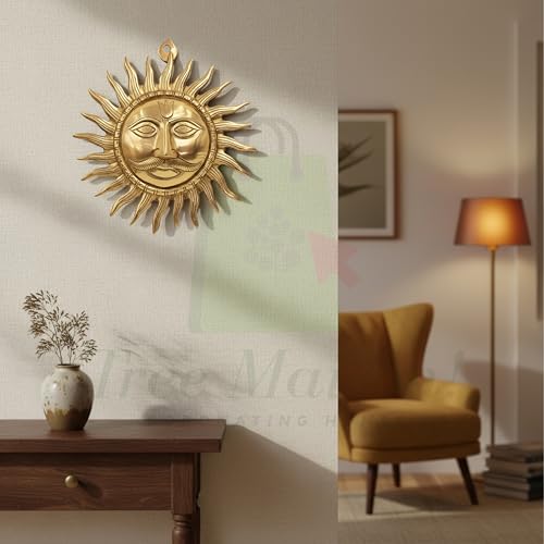 Image of Brass Sun | Brass Surya | Weight - 1KG Approx | 10 Inch Approx | Brass Sun Face Wall Hanging | Home Decor | Sun for Vastu| Sun Idol Face for Positivity