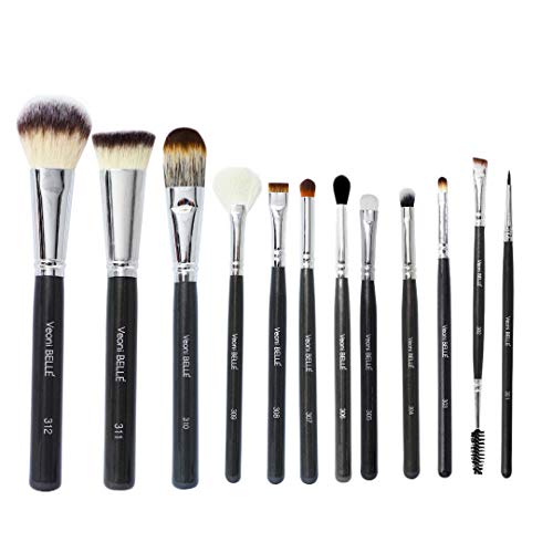 Image of Travel Brush with Foundation Veoni belle Brush, Powder Brush, Eyeshadow Blending Brush & Flat Brush | Soft Bristles Makeup Brushes Set for Women (Tapered Blending Brush)