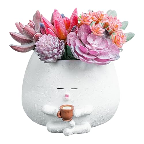 Kaffee-Zylinder-Pflanzgefäß aus Kunstharz, kleiner lustiger Blumentopf mit Ablaufloch, kreatives Schreibtisch-Ornament für Zimmerpflanzen, Büro, Zuhause