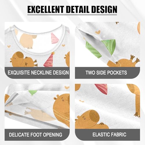 senya Birthday Cat Cute Capybara Summer Pajamas Set Short Cotton Sleepwear 2 Piece4