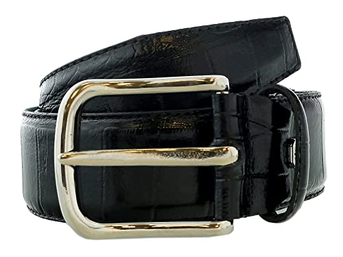 Pierre Cardin Shiny Black Embossed Classic Buckle Adjustable Belt Adjustable Mens Belt-36