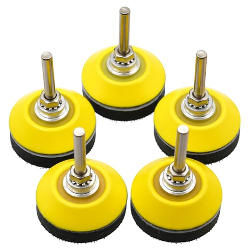Zalaxt 5 Pack 2 Inch Hook & Loop Sanding Pad for Sanding Discs with 1/4 Inches Shank Drill Attachment and Soft Foam Layer Buffering Pad