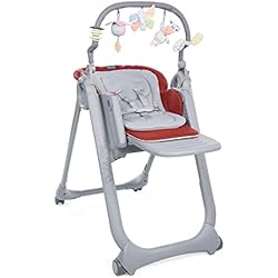 Trona Evolutiva Chicco Polly Progres5 Plegable Chicco Polly Magic Relax Trona Evolutiva y Compacta para Bebés y Hamaca Apta de 0 Meses a 3 Años (15 kg) Totalmente Reclinable y Ajustable con 4 Ruedas, Barra Juegos y Cojín Reductor - Roja