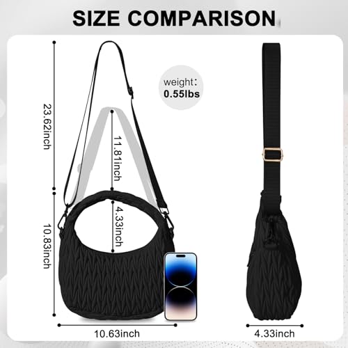 NAARIIAN Small Puffer Purse for Women Quilted Puffer Shoulder Bag Lightweight Crescent Bag for Casual, Travel4