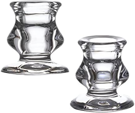 Candle Holder Candlestick Holders Glass Taper Candle Holders for Table Centerpiece Perfect for Home Decor, Weddings, Restaurants, and Dinner Parties, 2pcs/Set