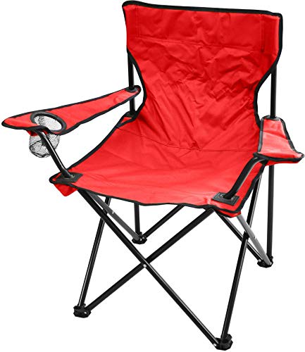 normani Campingstuhl Faltstuhl Klappstuhl Anglerstuhl Strandstuhl Gartenstuhl Hocker 110 kg inkl. Tasche und Getränkhalter Farbe Rot