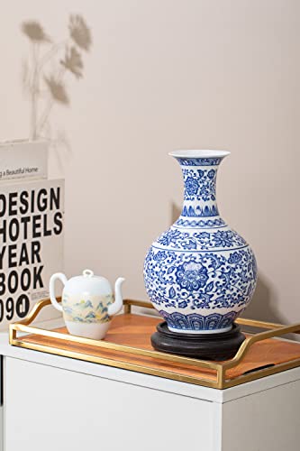 Galouro Blue And White Vase, Blue Vase, Chinoiserie Vase, Blue And White Ginger Jar Vase For Home Decor, Blue And White Porcelain Decor,9½"H #TOP3