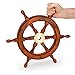 Produktbild NKlaus 45cm Maritimes Steuerrad Holz mit Messingnabe Standard-Qualität Schiffsrad Deko 11743