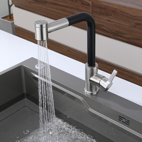 Mitigeur cuisine extractible inox pour grand évier