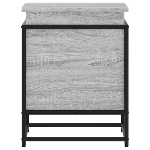 Boîte de rangement en bois structure métal table d'appoint gris
